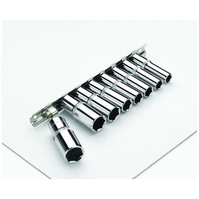 Clarke Clarke PRO412 8 Piece 3/8" Drive Anti Slip Deep Metric Socket & Rail Set 10 - 19mm