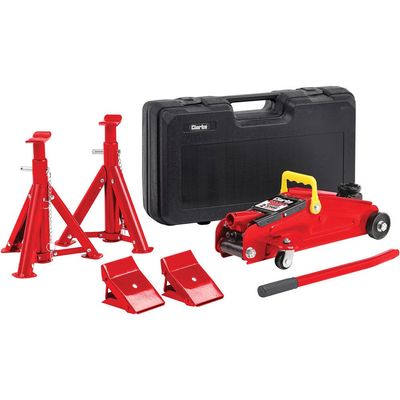 Clarke Clarke CGLK1 5-Piece 2 Tonne Trolley Jack, Chock and Axle Stand Set (1T per stand)