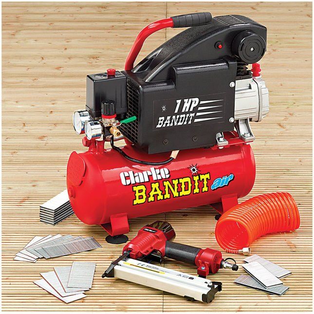 Clarke Bandit V Kit 4.2cfm 8 Litre 1HP Air Compressor Nailing / Stapling Kit (230V) - Image 1