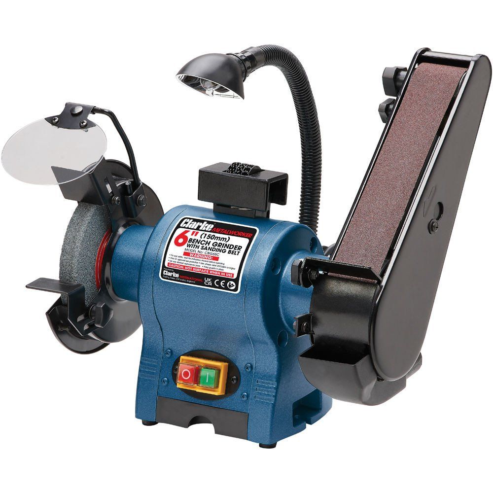 Clarke Clarke CBG6SC 6" Bench Grinder with Sanding Belt & Lamp (250W) - Image 1
