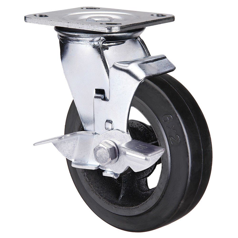 Clarke Clarke Heavy Duty Rubber Castor Wheels Fixed / Swivel / Swivel & Brake (125mm - 200mm) - Image 1