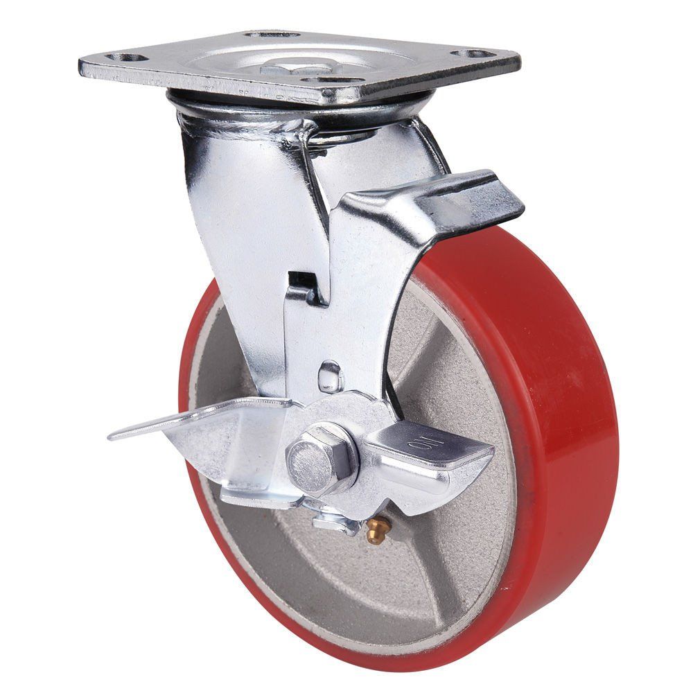 Clarke Clarke 125mm Polyurethane Castor Wheels Fixed / Swivel / Swivel & Brake - Image 1