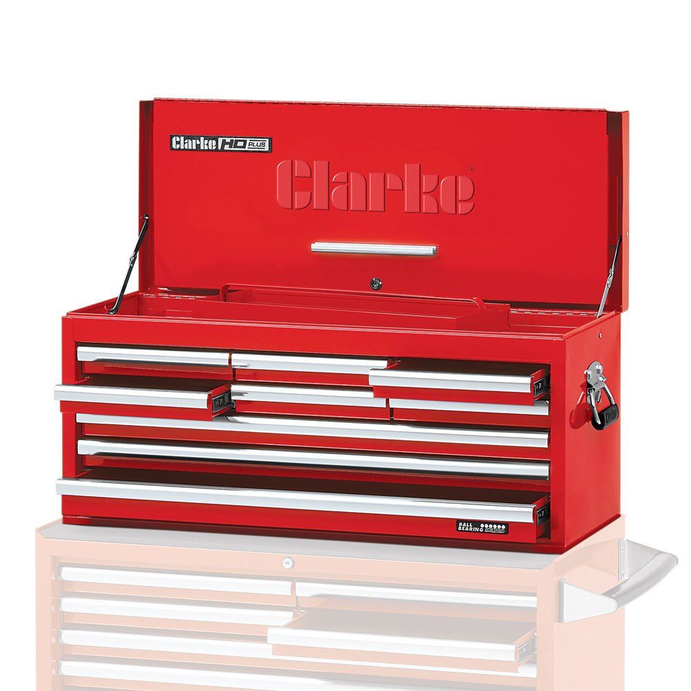 Clarke Clarke CBB309DFC Large 9 Drawer Tool Chest with Front Cover - Red - Image 1