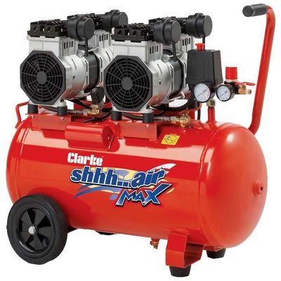 Clarke Clarke SHHH50/350 Shhh Air Max Twin Pump 16.9cfm 50 Litre 3.5HP Low Noise Oil Free Air Compressor (230V)