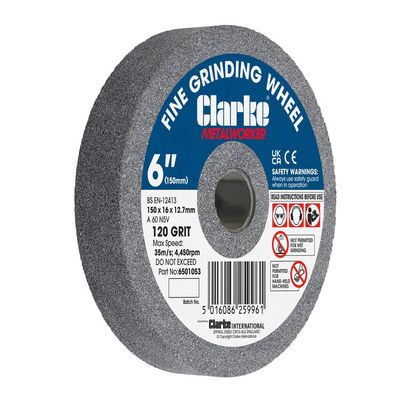 Clarke Clarke 6" (150mm) Fine 120 Grit Grinding Wheel 150mm x 16, 12.7mm Bore