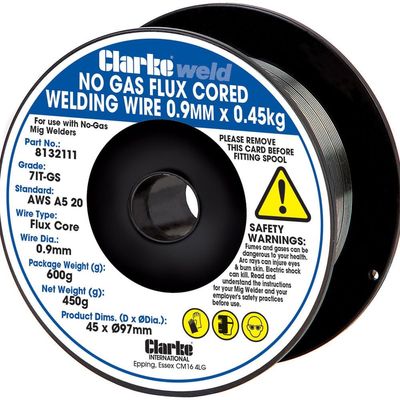 Clarke Clarke Weld No Gas Flux Cored Welding Wire 0.9mm x 0.45kg