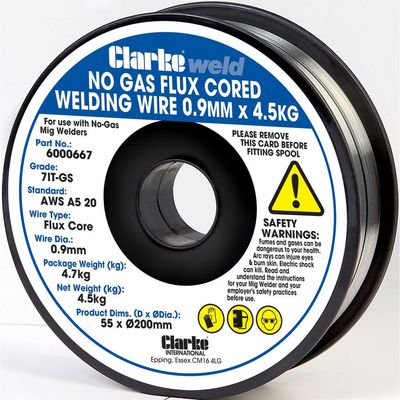 Clarke Clarke Weld No Gas Flux Cored Welding Wire 0.9mm x 4.5kg