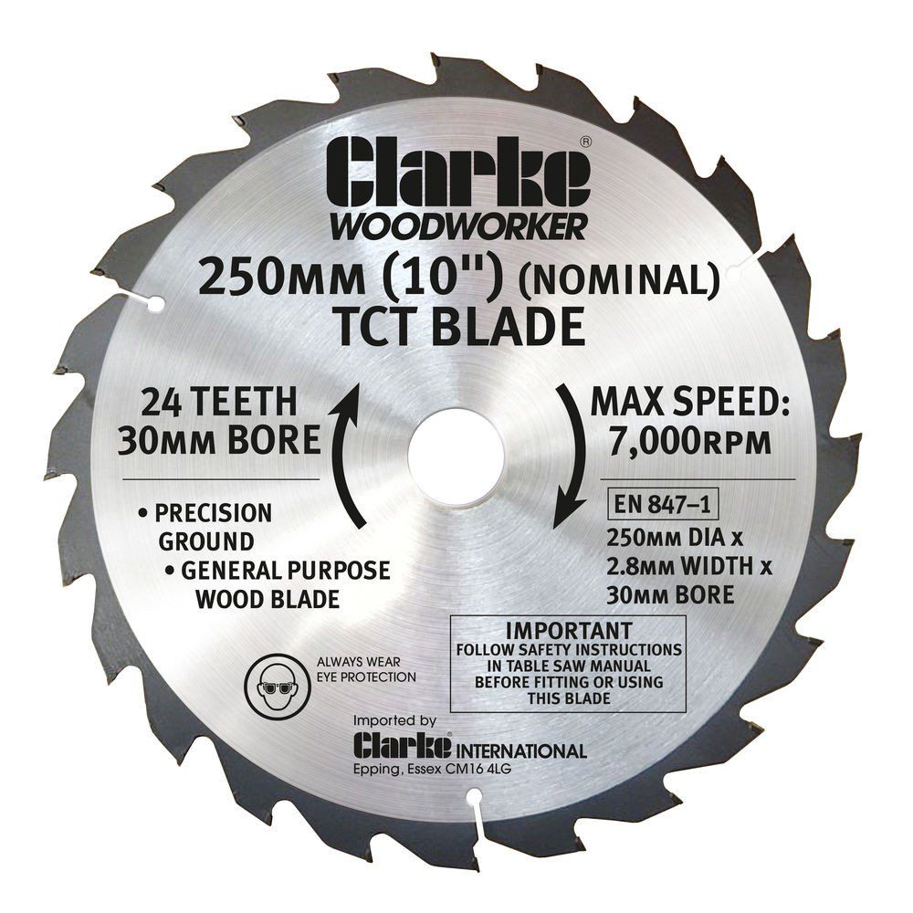 Clarke Clarke Replacement Blade for CTS18 - 250mm x 24T - 30mm Bore - Image 1