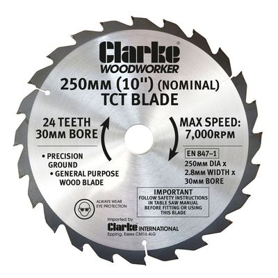 Clarke Clarke Replacement Blade for CTS18 - 250mm x 24T - 30mm Bore