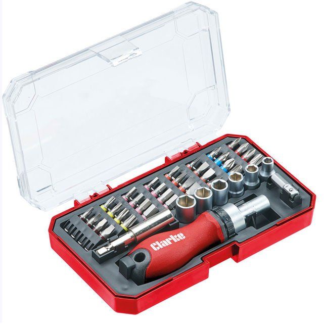 Clarke CHT957 41 Piece Mini Ratchet Screwdriver Bit & Socket Set - Image 1