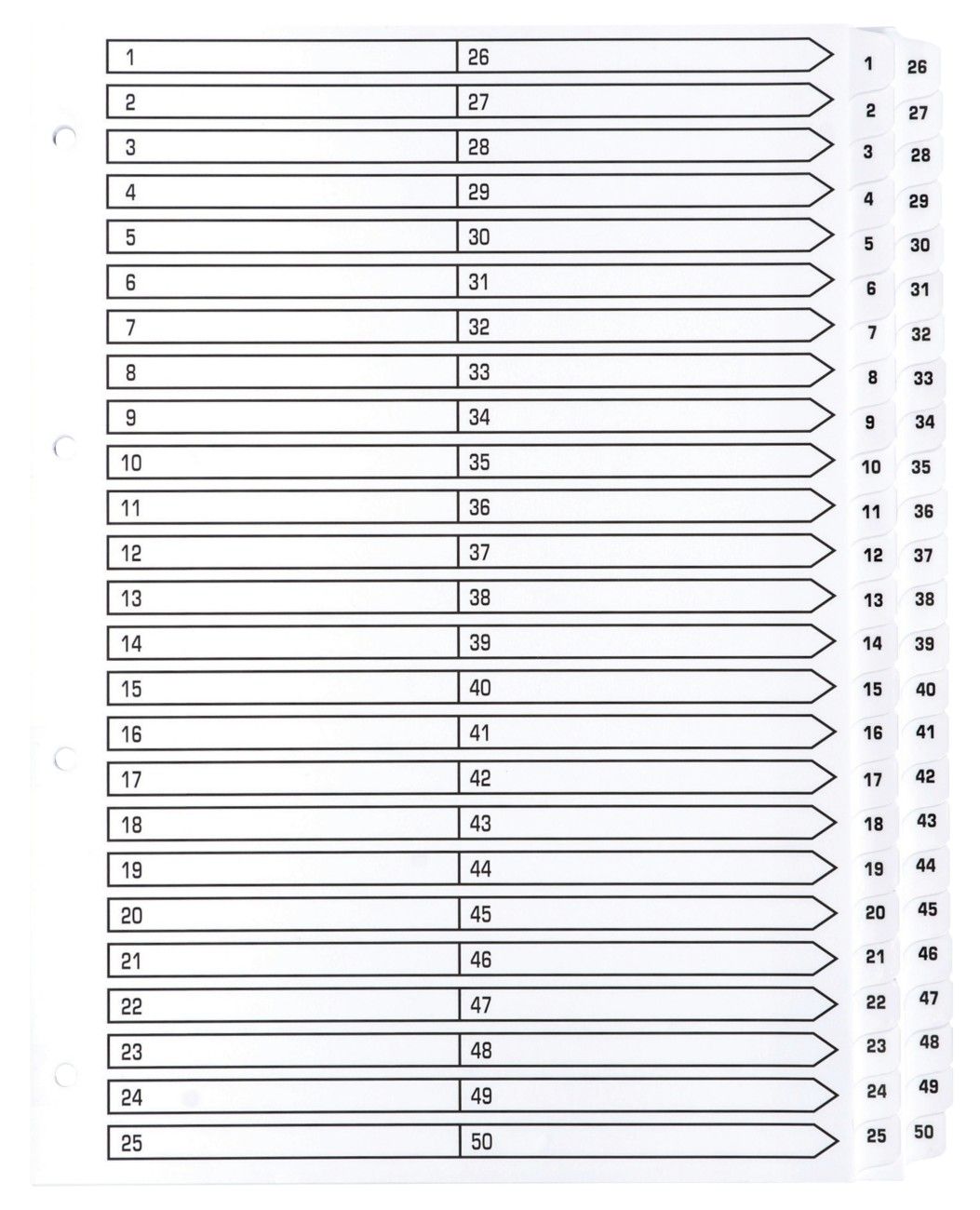 Guildhall Exacompta Index 1-50 A4 160gsm Card White with White Mylar T - Image 1