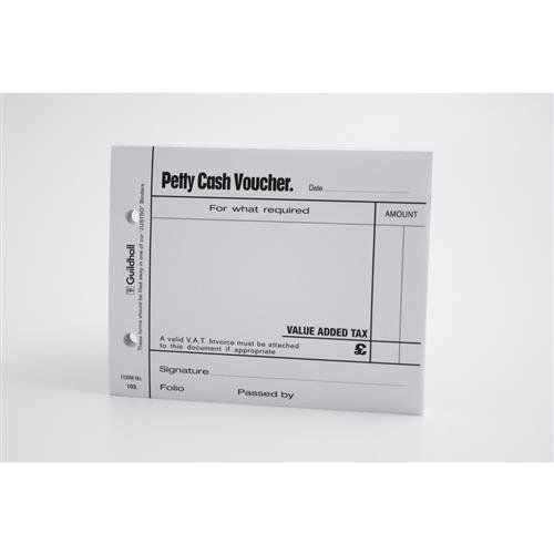 Guildhall Petty Cash Voucher Pad 127x101mm White 100 Pages (Pack 5) - 103-WHTZ - Image 1