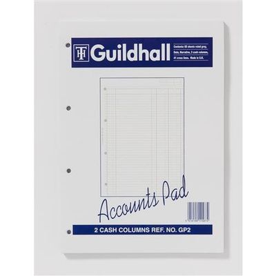 Guildhall A4 Ruled Account Pad with 2 Cash Columns and 60 Pages White GP2Z
