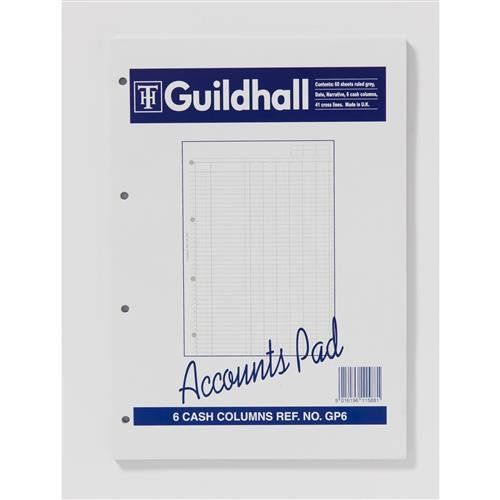 Guildhall A4 Ruled Account Pad with 6 Cash Columns and 60 Pages White GP6Z - Image 1