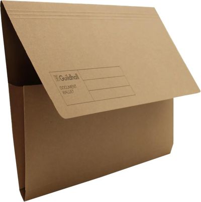 Guildhall Blue Angel Document Wallet Manilla Foolscap Half Flap 285Gsm Buff (Pack 50) - Gdw1-Bufz