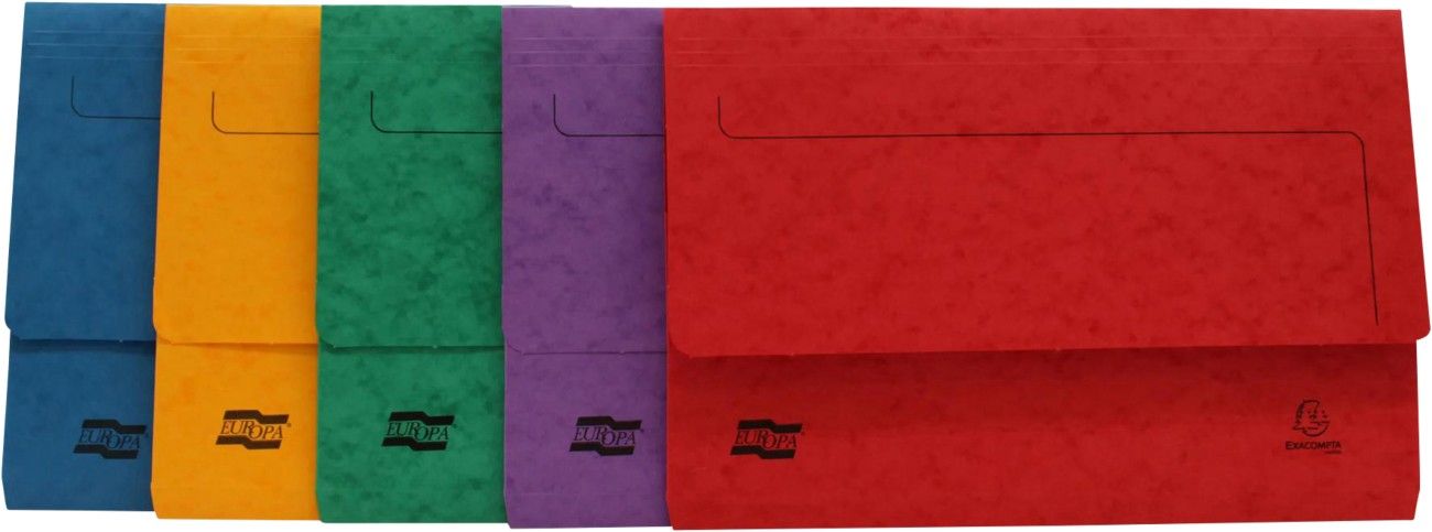 Exacompta Europa Document Wallet Manilla Foolscap Half Flap 265gsm Assorted (Pack 25) 4790Z - Image 1