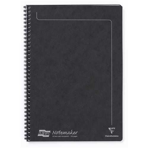 Clairefontaine Europa Notemaker A4 Wirebound Pressboard Cover Notebook Ruled 120 Pages Black (Pack 10) - 4862 - Image 1
