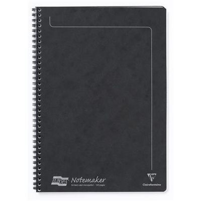 Clairefontaine Europa Notemaker A4 Wirebound Pressboard Cover Notebook Ruled 120 Pages Black (Pack 10) - 4862