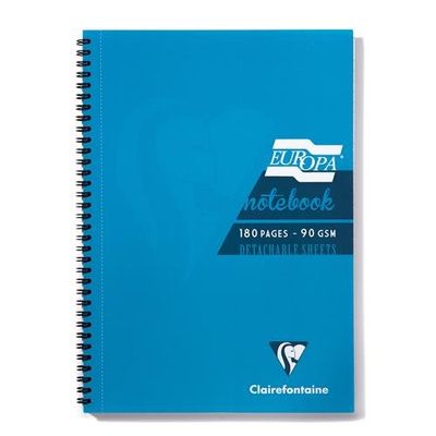Clairefontaine Europa A4 Wirebound Card Cover Notebook Ruled 180 Pages Turquoise (Pack 5) - 5802Z