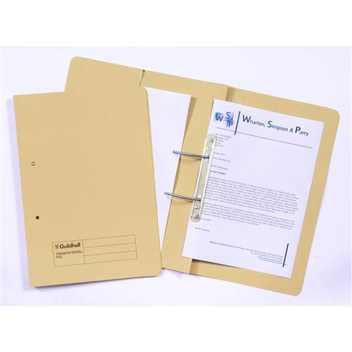 Guildhall Spring Pocket Transfer File Foolscap 420gsm Yellow (Pack 25) - 211/6003Z - Image 1