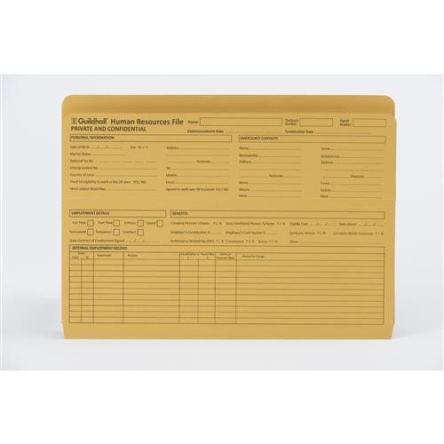 Guildhall Pre-Printed HR File Manilla 244x355mm 315gsm Yellow (Pack 50) - 211/1300Z - Image 1