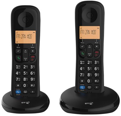 BT Everyday Digital Cordless (DECT) Phone Twin Handsets - Black