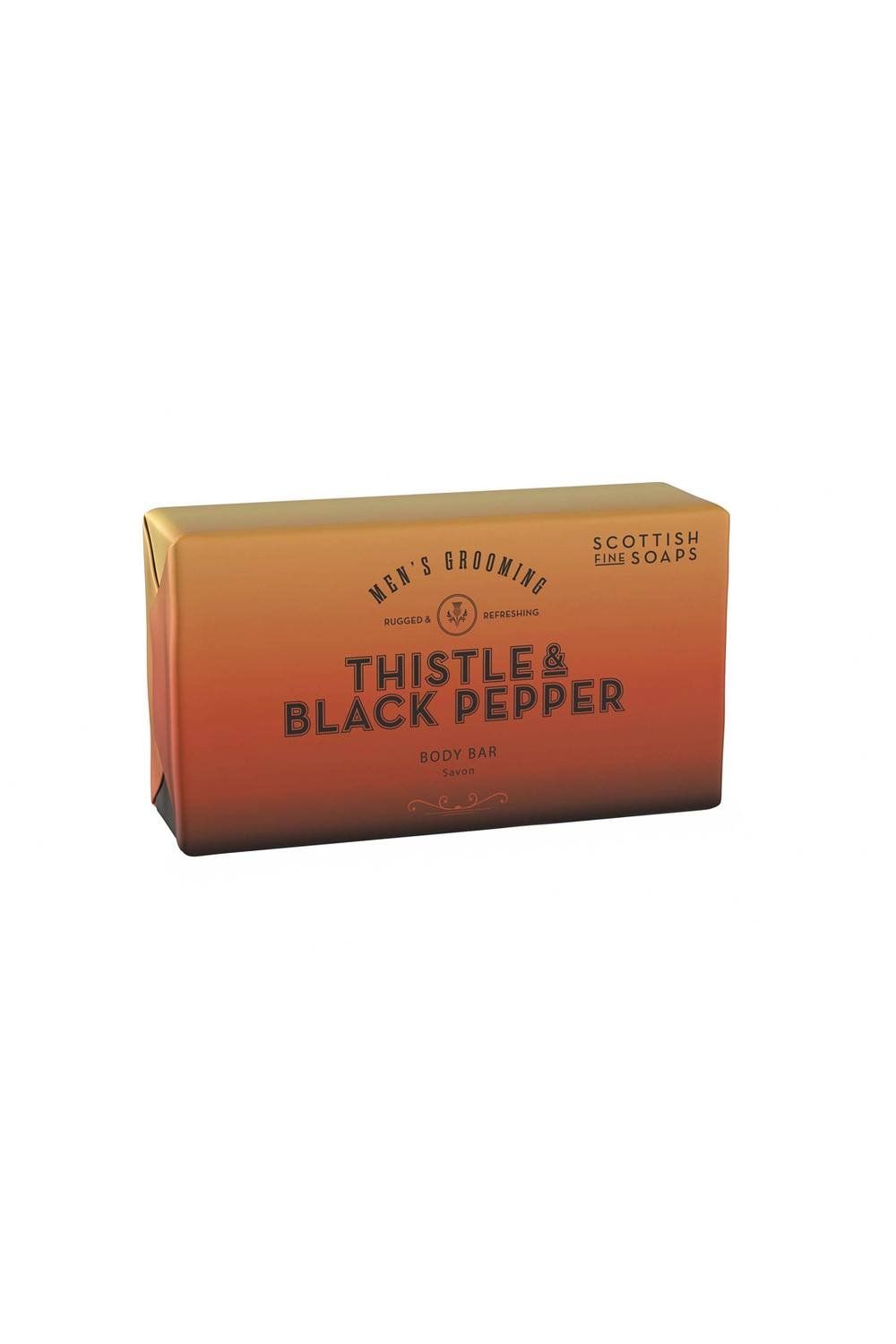 Scottish Fine Soaps Thistle & Black Pepper Body Bar 220g Wrapped in Misc - Image 1