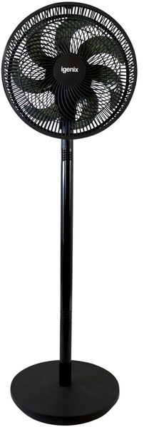IGENIX IGFP012B 12" Pedestal Fan - Black, Black