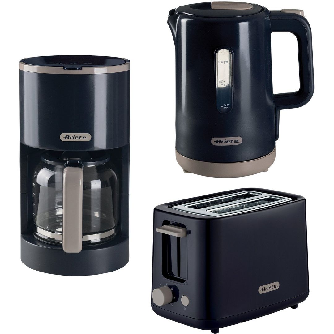 ARIETE Breakfast ARPK46 Jug Kettle, 2-Slice Toaster & Filter Coffee Machine Bundle - Dark Grey, Black,Silver/Grey - Image 1