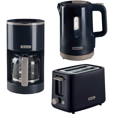 ARIETE Breakfast ARPK46 Jug Kettle, 2-Slice Toaster & Filter Coffee Machine Bundle - Dark Grey, Black,Silver/Grey