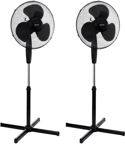 Igenix 16 Inch Pedestal Fan Pack of 2 - Black