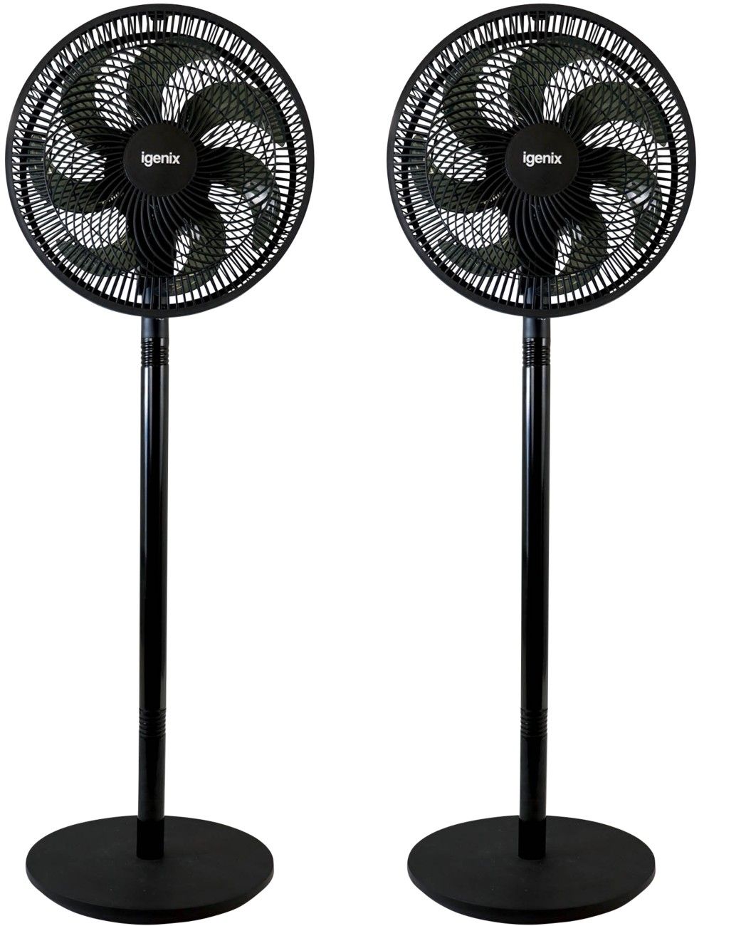 Igenix 12 Inch Pedestal fan Pack of 2 - Black - Image 1