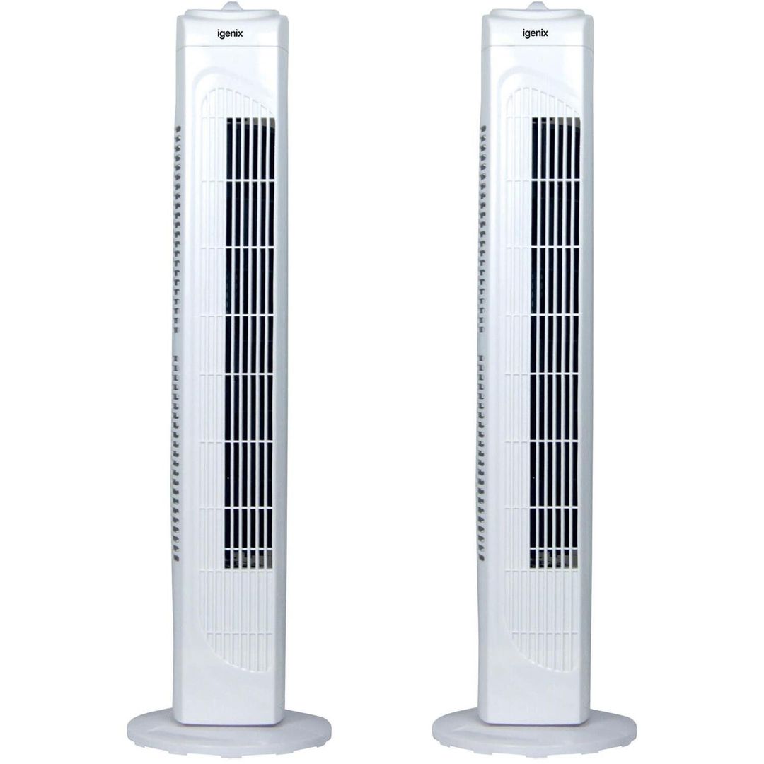 Igenix 29 Inch Tower Fan Pack of 2 - White - Image 1