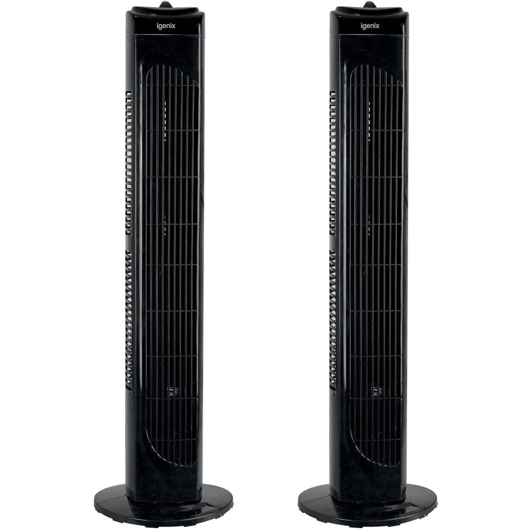 Igenix 29 Inch Tower Fan Pack of 2 - Black - Image 1