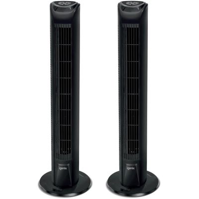 Igenix Tower Fan With Timer Pack of 2 - Black