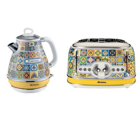 Positano 1.7L Kettle 4 Slice Toaster - Yellow