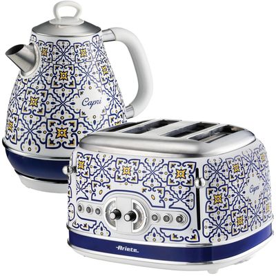 ARIETE Capri ARPK54 4-Slice Toaster & Kettle Bundle - Blue & White, Blue,White