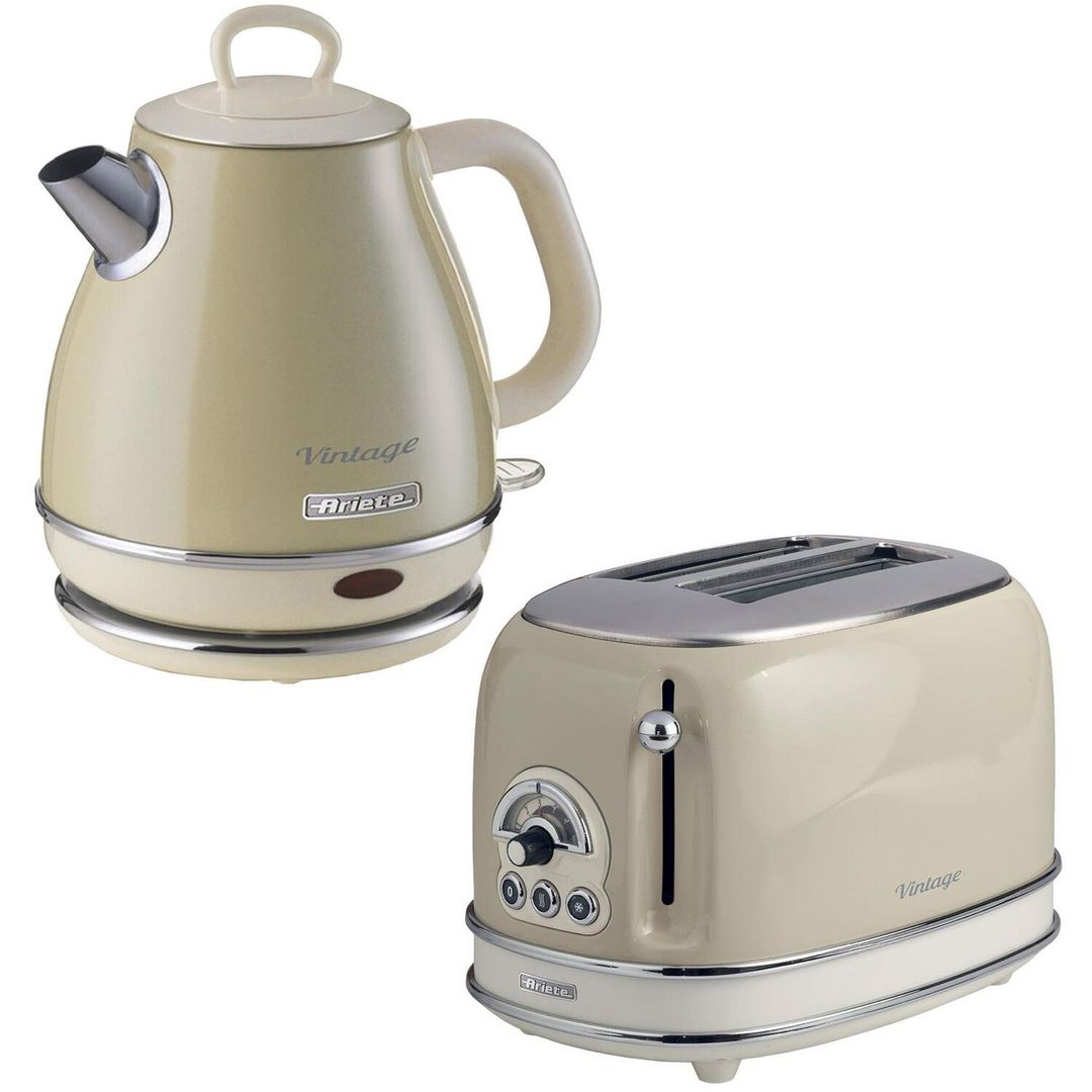 ARIETE Vintage ARPK70 2-Slice Toaster & Kettle Bundle - Cream, Cream - Image 1