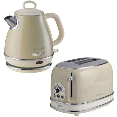ARIETE Vintage ARPK70 2-Slice Toaster & Kettle Bundle - Cream, Cream