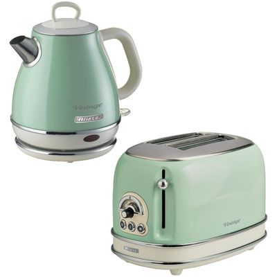 ARIETE Vintage ARPK71 2-Slice Toaster & Kettle Bundle - Green, Green