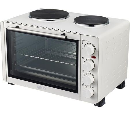 Igenix Mini Oven With Double Hotplate - White / 30l