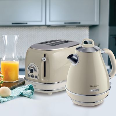 ARIETE ARPK1 Vintage 2-Slice Toaster & Jug Kettle Bundle - Beige, White