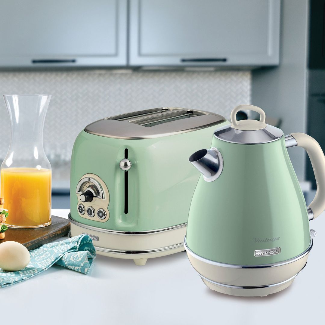ARIETE ARPK2 Vintage 2-Slice Toaster & Jug Kettle Bundle - Green, Green - Image 1