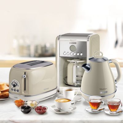 ARIETE Vintage ARPK7 Coffee Machine, Toaster & Kettle Bundle - Beige, Cream