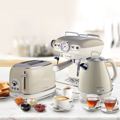 ARIETE Vintage ARPK4 Coffee Machine, Toaster & Kettle Bundle - Beige, Brown,Cream