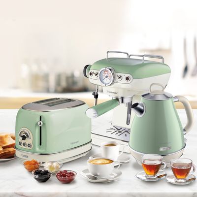 ARIETE Vintage ARPK5 Coffee Machine, Toaster & Kettle Bundle - Green, Green
