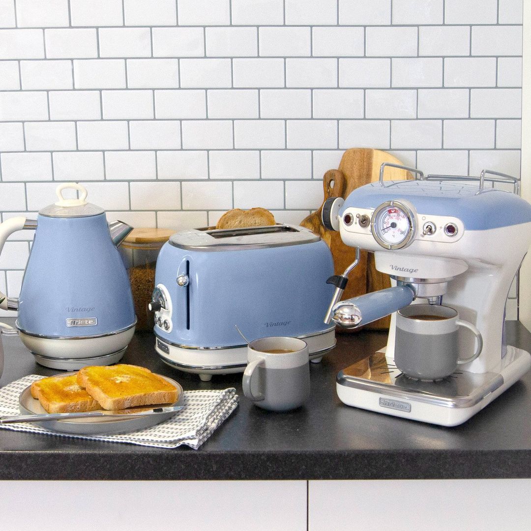 ARIETE Vintage ARPK6 Coffee Machine, Toaster & Kettle Bundle - Blue, Blue - Image 1
