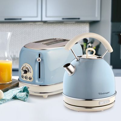 ARIETE Vintage ARPK12 2-Slice Toaster & Traditional Kettle Bundle - Blue