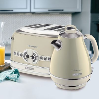 ARIETE Vintage ARPK19 4-Slice Toaster & Jug Kettle Bundle - Beige, White