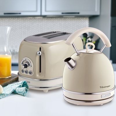 ARIETE Vintage ARPK10 2-Slice Toaster & Traditional Kettle Bundle - Beige, White